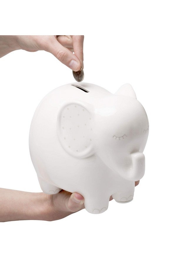 pearhead Ceramic Elephant Bank Genderneutral Baby Boy Or Baby Girl Nursery Décor Money Bank Baby Keepsake White - Image 3