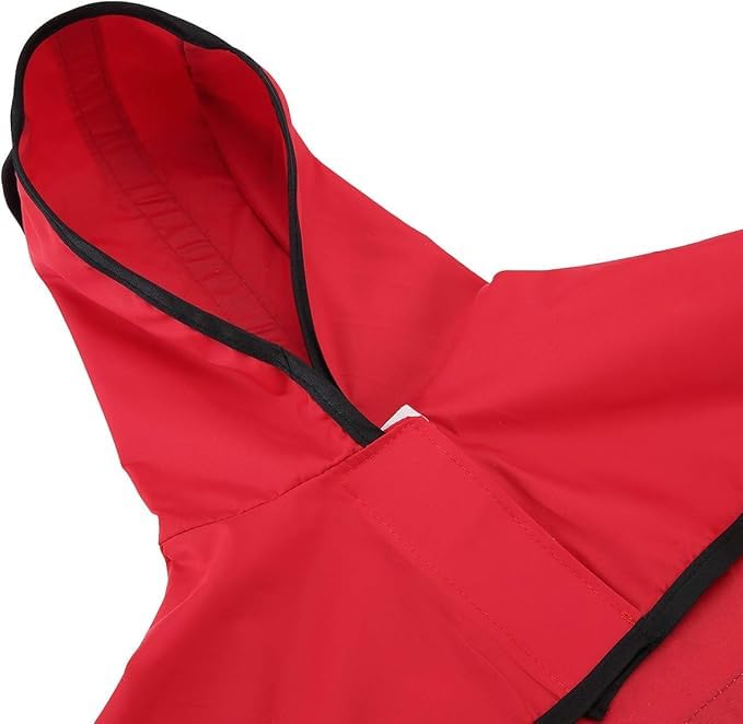 DOGGO BITE Polyester Dog Raincoat for Medium Dogs | Waterproof & Windproof Reflective Dog Jacket with Hood | Adjustable Outdoor Rain Wear for Dogs | Pet Coat for Monsoon| Length: 14 Inch,red - Image 4