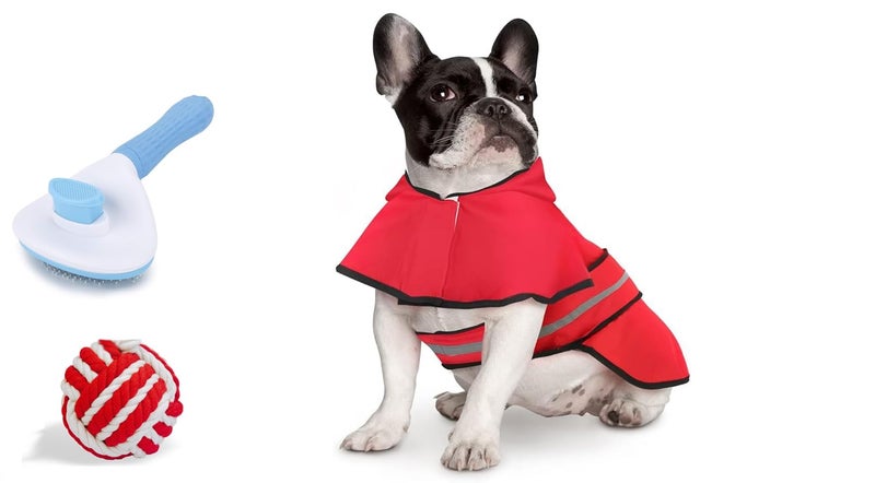 DOGGO BITE Polyester Dog Raincoat for Medium Dogs | Waterproof & Windproof Reflective Dog Jacket with Hood | Adjustable Outdoor Rain Wear for Dogs | Pet Coat for Monsoon| Length: 14 Inch,red - Image 1