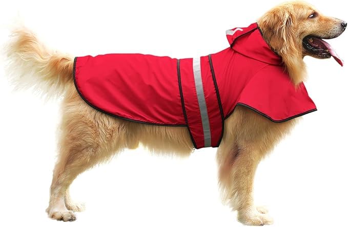 DOGGO BITE Polyester Dog Raincoat for Medium Dogs | Waterproof & Windproof Reflective Dog Jacket with Hood | Adjustable Outdoor Rain Wear for Dogs | Pet Coat for Monsoon| Length: 14 Inch,red - Image 5