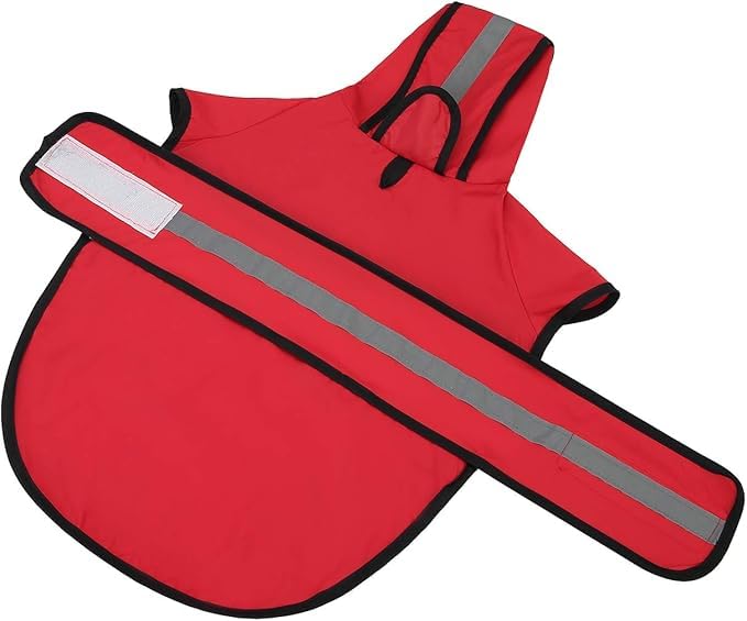 DOGGO BITE Polyester Dog Raincoat for Medium Dogs | Waterproof & Windproof Reflective Dog Jacket with Hood | Adjustable Outdoor Rain Wear for Dogs | Pet Coat for Monsoon| Length: 14 Inch,red - Image 3