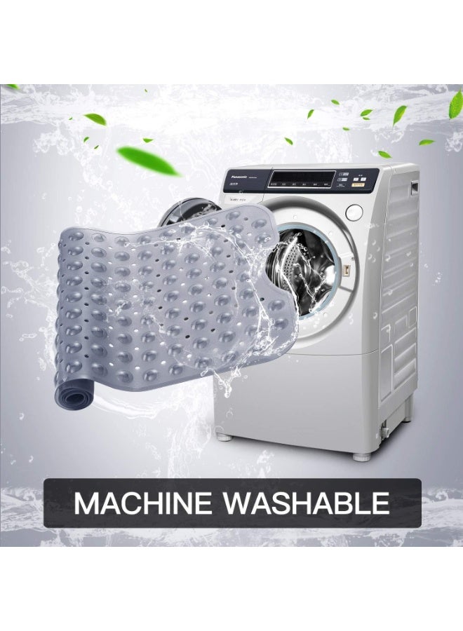 Beauenty Bath Tub Shower Mat 40 x 16 Inch Non-Slip and Extra Large, Bathtub Mat with Suction Cups, Machine Washable Bathroom Mats with Drain Holes, Clear Gray - Image 4