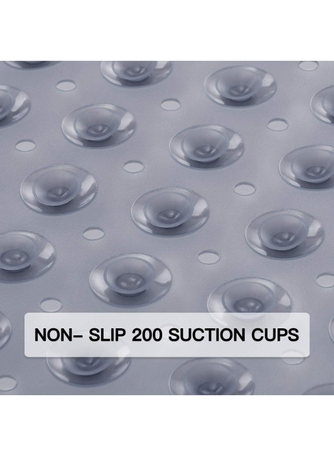 Beauenty Bath Tub Shower Mat 40 x 16 Inch Non-Slip and Extra Large, Bathtub Mat with Suction Cups, Machine Washable Bathroom Mats with Drain Holes, Clear Gray - Image 3