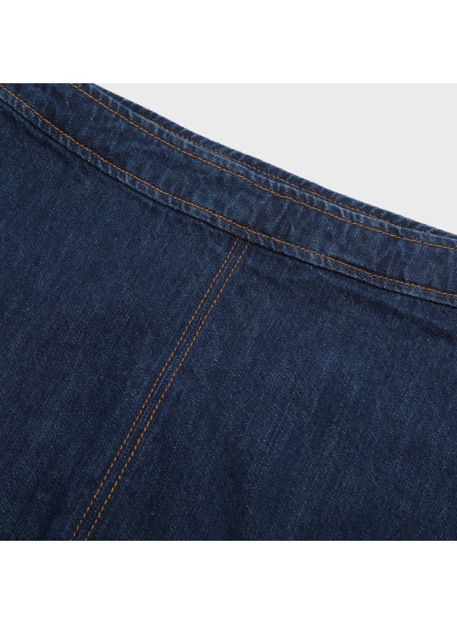 Zara American Retro Denim Style A-Line Denim Skirt With Side Zipper, Flattering And Leg-Lengthening - Image 4