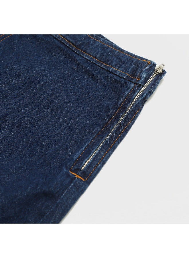 Zara American Retro Denim Style A-Line Denim Skirt With Side Zipper, Flattering And Leg-Lengthening - Image 5