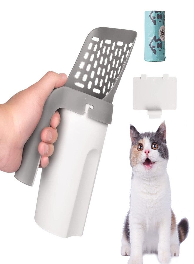 WAONIQ Pooper Scooper for Cat, Cat Litter Scoop with Bags, Integrated Detachable Deep Shovel Holder, Large Capacity Portable - Image 1