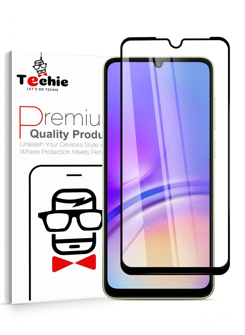 Techie حماية شاشة زجاجية مقواة 10 ساعات صلابة HD تغطي كاملة لجهاز سامسونج جالاكسي A05 - مضادة للخدوش، مضادة لبصمات الأصابع، وتكنولوجيا خالية من الفقاعات - Image 1
