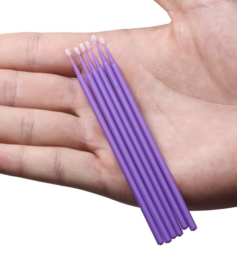 Mini Skater 100 Pcs Eyelash Swabs 1.5 mm Head Diameter Mini Applicators Brushes Eyelashes Extension Individual Lash Glue Remover Tools for Makeup Personal Care Dental Oral Using (Purple (Small)) - Image 2