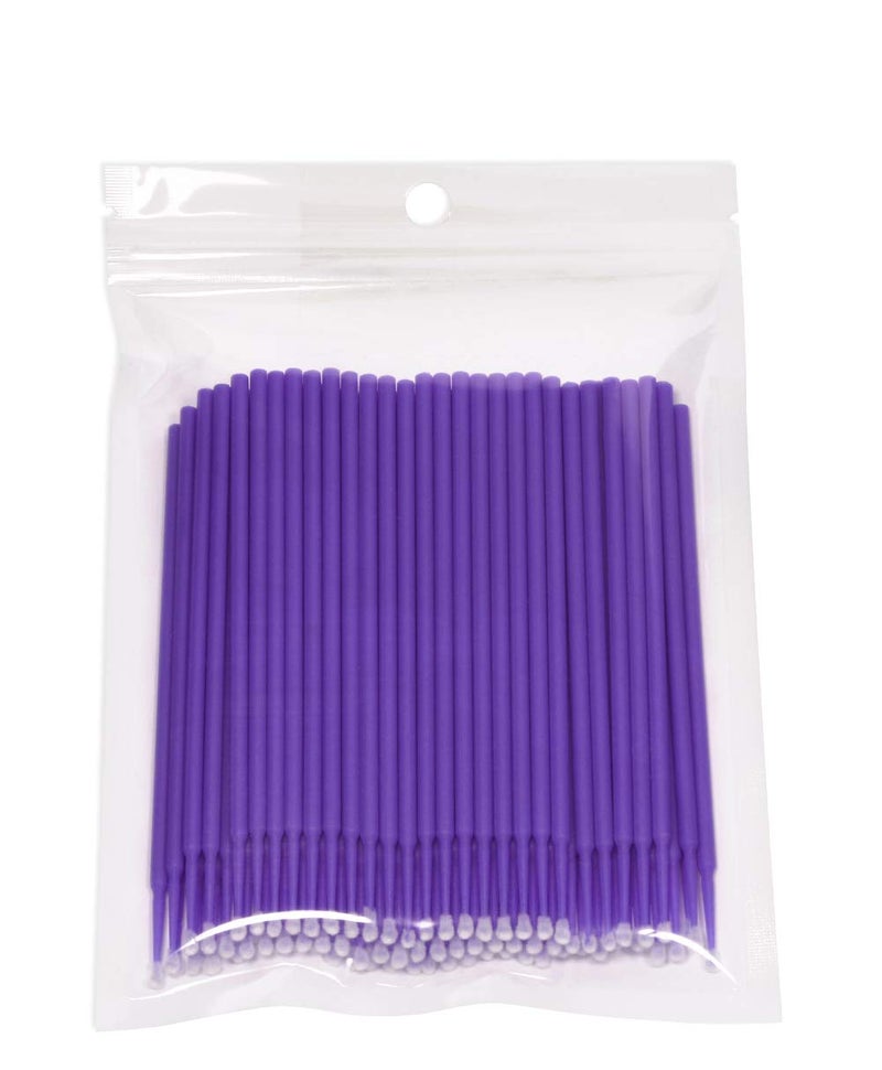 Mini Skater 100 Pcs Eyelash Swabs 1.5 mm Head Diameter Mini Applicators Brushes Eyelashes Extension Individual Lash Glue Remover Tools for Makeup Personal Care Dental Oral Using (Purple (Small)) - Image 1