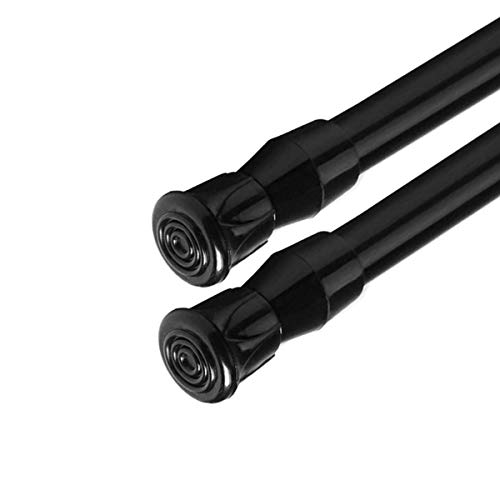 Blu-Pier Tech Spring Tension Rods, 2 Pack Adjustable Spring Steel Cupboard Bars Tension Curtain Rod Extendable Width 18”-28” inches,Black - Image 3