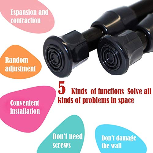 Blu-Pier Tech Spring Tension Rods, 2 Pack Adjustable Spring Steel Cupboard Bars Tension Curtain Rod Extendable Width 18”-28” inches,Black - Image 2