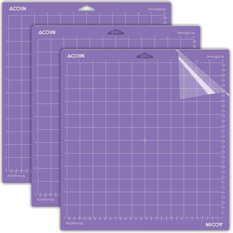 AOOIIN 12 x 12 inch StrongGrip Cutting Mat for Cricut Explore OneAirAir 2Maker Adhesive NonSlip Cut Mats Replacement Accessories for Cricut 3 Pack