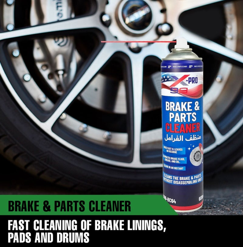 X Pro 99 X-PRO 99 Brake & Parts Cleaner Spray 600ml X99-BC64 Automotive Brake Disc Cleaner Fast Drying Residue Free Degreaser for Brake Pads Calipers Drums Rotors Removes Oil Grease Brake Fluid Dirt Dust Heavy Duty Maintenance Care Formula - Image 2