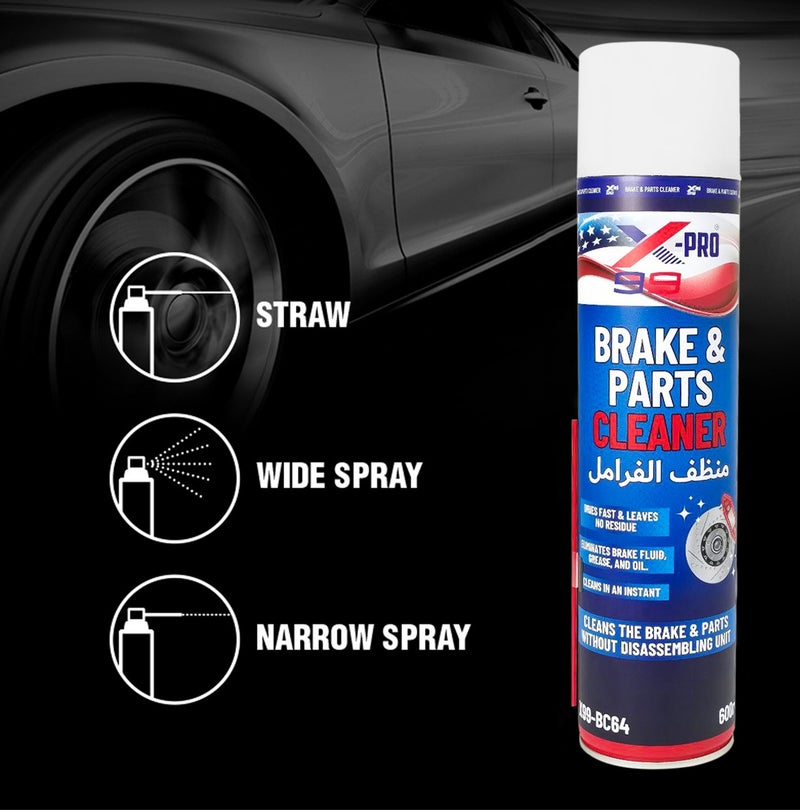 X Pro 99 X-PRO 99 Brake & Parts Cleaner Spray 600ml X99-BC64 Automotive Brake Disc Cleaner Fast Drying Residue Free Degreaser for Brake Pads Calipers Drums Rotors Removes Oil Grease Brake Fluid Dirt Dust Heavy Duty Maintenance Care Formula - Image 5