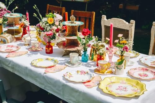 Talking Tables 24 x Vintage Paper Floral Disposable Tea Cups & Saucer Set, Afternoon Tea Party Table Decorations For Mother’s Day, Birthday, Baby Shower, Wedding - 6inches - Image 4