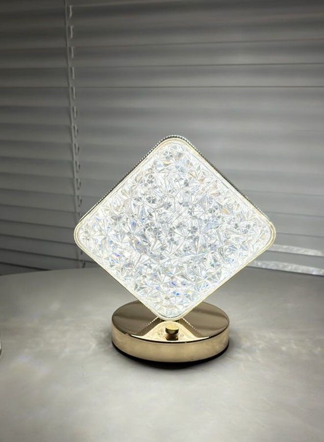 Raffine Touch Control 3 Colors Square Shape Rechargeable Table Lamp with Metal Base Small Decorative Acrylic Night Light Crystal Table Lamp for Party Living Room Bedroom - Image 1