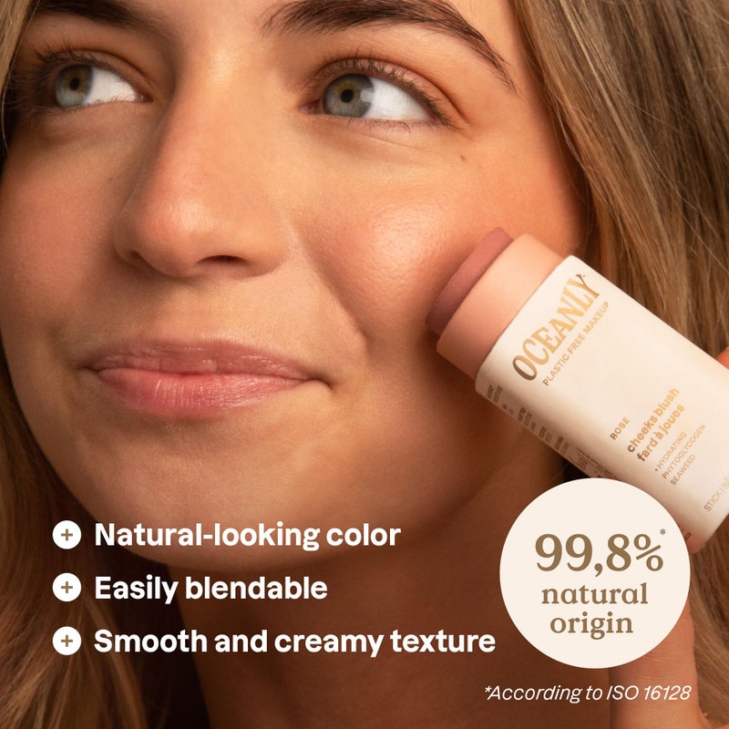 ATTITUDE Oceanly Plastic-Free Lightweight Blush Stick, Titanium Dioxide-Free, EWG Verified, Vegan & Cruelty-free Makeup, Rose, 0.3 Ounces - Image 2