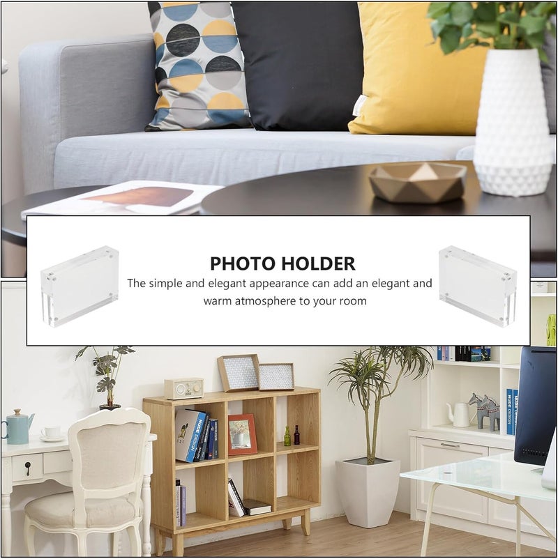 Magnetic Picture Frames 3.3 Inch Acrylic Photo Holders 2pcs Decorative Home Picture Frame Magnets for Refrigerator and Office Display - Image 5