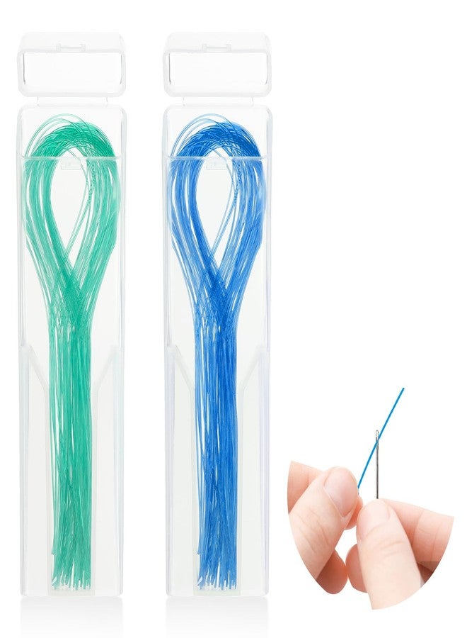 WLLHYF Dental Floss Threader Multifunctional Threader Nylon Loop Design for Your Teeth Deep Clean Floss for Braces Bridges & Implants 100 Count (2 Pack) Blue + Green - Image 1