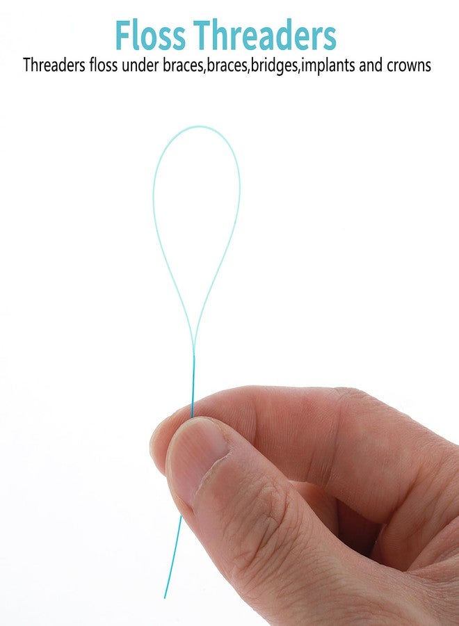 WLLHYF Dental Floss Threader Multifunctional Threader Nylon Loop Design for Your Teeth Deep Clean Floss for Braces Bridges & Implants 100 Count (2 Pack) Blue + Green - Image 4