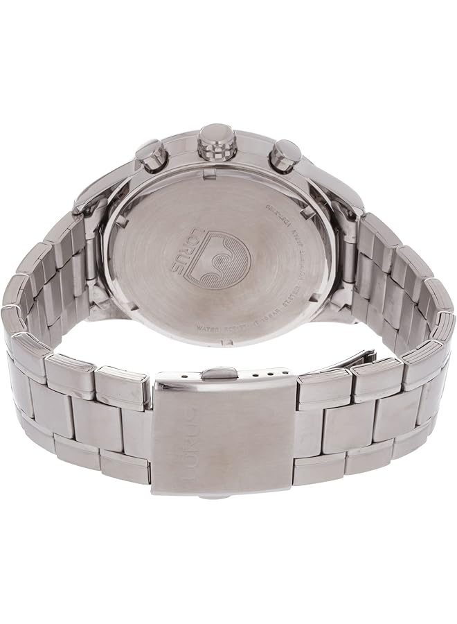 LORUS Rm329Ex9 Sports Quartz 100M Water Resistant Chronograph Tachymeter Stainless Steel Silver And Blue - Image 2