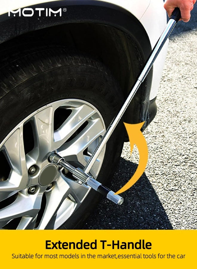 Motim Universal Extended Lug Wrench, 4-Way 25-inch Tire Iron Nut Wrench Set with Storage Box and Standard Lug Nut Remover (17mm/19mm,21mm/23mm) for Heavy Duty Cross Wrench, Tire Wrench - Image 2