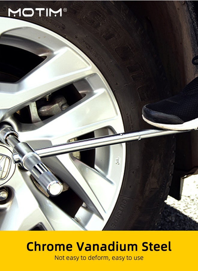 Motim Universal Extended Lug Wrench, 4-Way 25-inch Tire Iron Nut Wrench Set with Storage Box and Standard Lug Nut Remover (17mm/19mm,21mm/23mm) for Heavy Duty Cross Wrench, Tire Wrench - Image 3