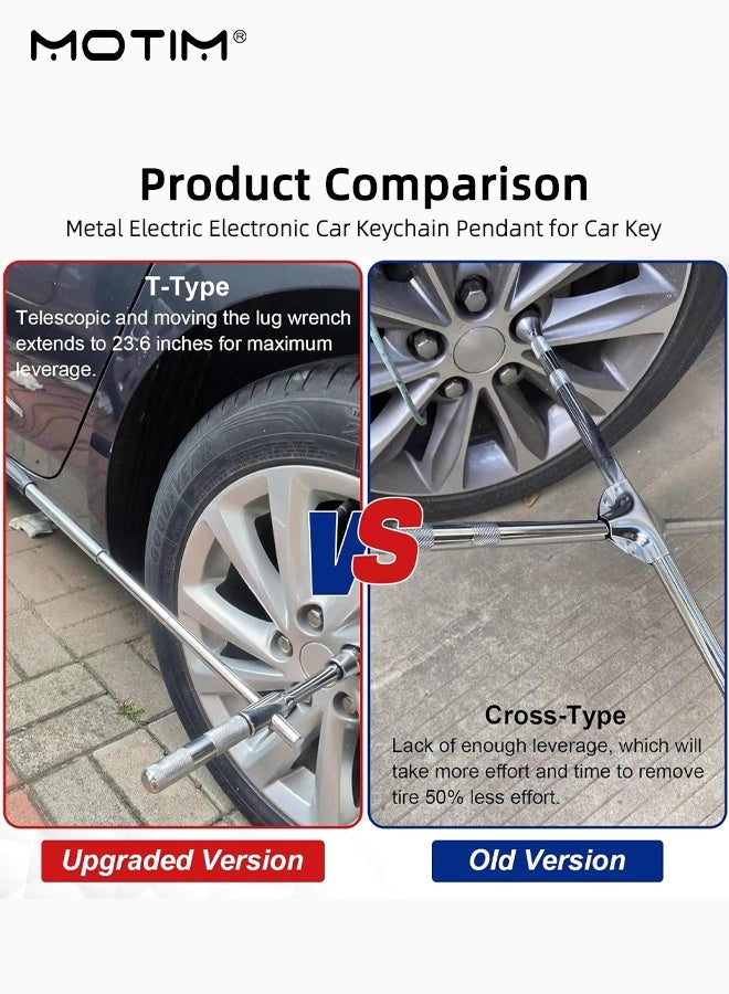 Motim Universal Extended Lug Wrench, 4-Way 25-inch Tire Iron Nut Wrench Set with Storage Box and Standard Lug Nut Remover (17mm/19mm,21mm/23mm) for Heavy Duty Cross Wrench, Tire Wrench - Image 5