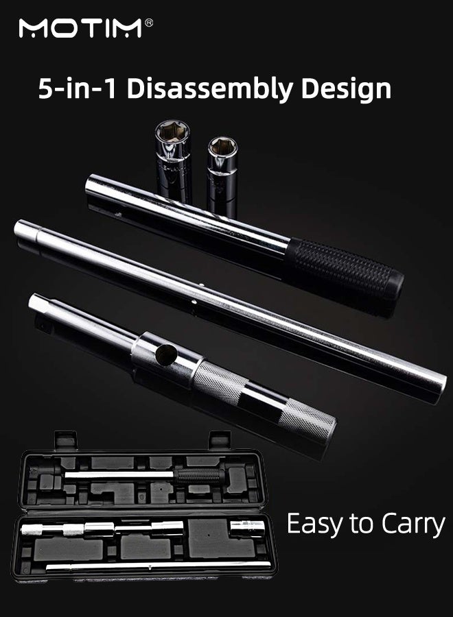 Motim Universal Extended Lug Wrench, 4-Way 25-inch Tire Iron Nut Wrench Set with Storage Box and Standard Lug Nut Remover (17mm/19mm,21mm/23mm) for Heavy Duty Cross Wrench, Tire Wrench - Image 4