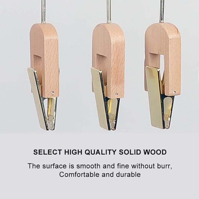 ZIVIK Wooden Clip with Steel Hook Scarf Hat Hanger, Bra Drying Rack Sock Hanging Clips Closet Laundry Hooks with Clips, Wooden Clippers for Hanging Laundry (Pack of 10) - Image 3