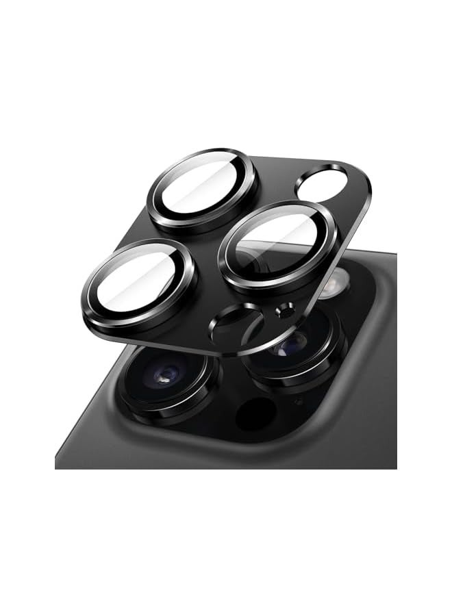 جي تيك واقي عدسة الكاميرا لهاتف iPhone 16 Pro مقاس 6.3 بوصة وiPhone 16 Pro Max مقاس 6.9 بوصة، غطاء حلقي من الزجاج المقوى بتغطية كاملة 9H، لوحة معدنية غير لامعة، صديق للحافظة، عبوة واحدة (أسود) - Image 1