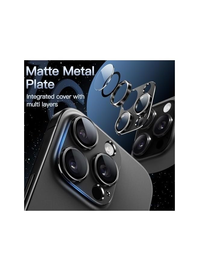 جي تيك واقي عدسة الكاميرا لهاتف iPhone 16 Pro مقاس 6.3 بوصة وiPhone 16 Pro Max مقاس 6.9 بوصة، غطاء حلقي من الزجاج المقوى بتغطية كاملة 9H، لوحة معدنية غير لامعة، صديق للحافظة، عبوة واحدة (أسود) - Image 3