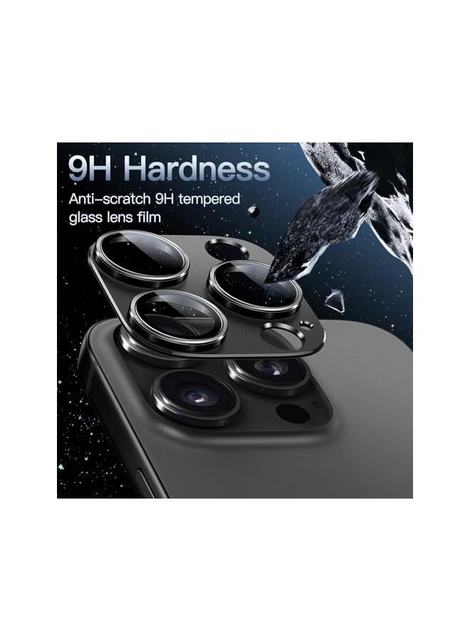 جي تيك واقي عدسة الكاميرا لهاتف iPhone 16 Pro مقاس 6.3 بوصة وiPhone 16 Pro Max مقاس 6.9 بوصة، غطاء حلقي من الزجاج المقوى بتغطية كاملة 9H، لوحة معدنية غير لامعة، صديق للحافظة، عبوة واحدة (أسود) - Image 4