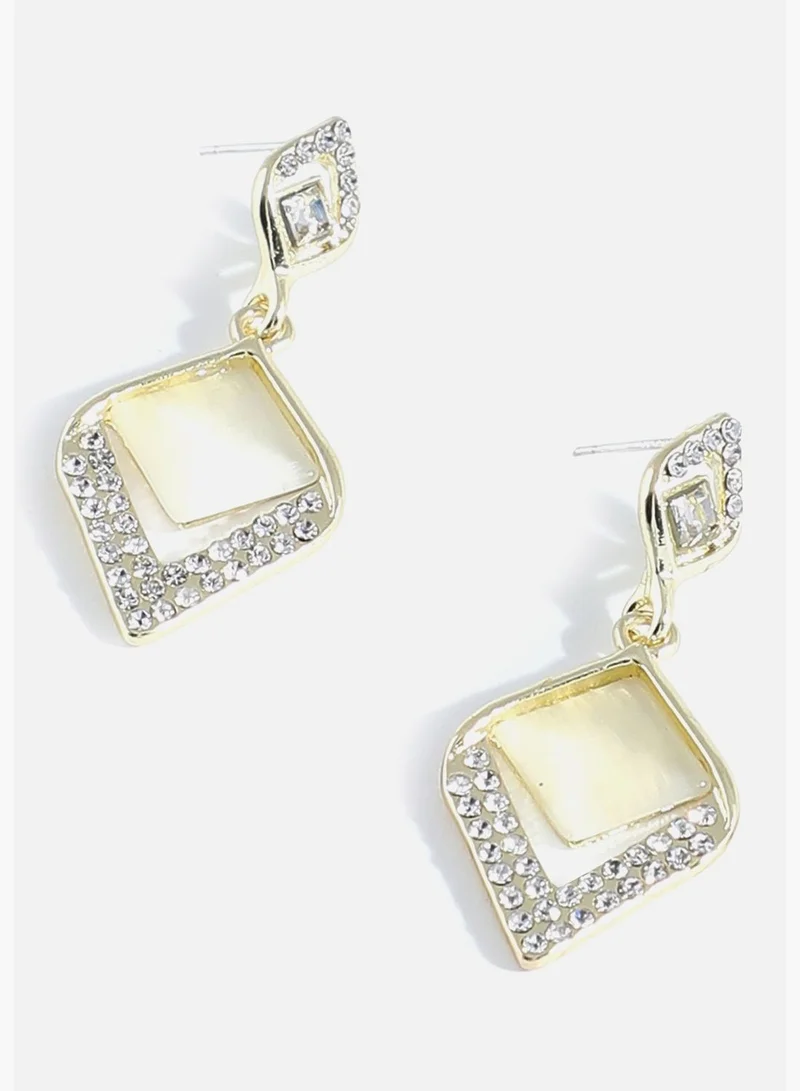 SOHI Gold Plated Designer Stone Drop Earring