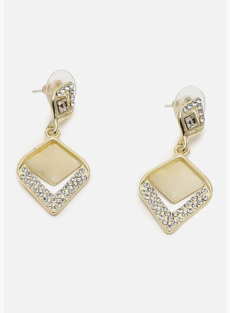 SOHI Gold Plated Designer Stone Drop Earring
