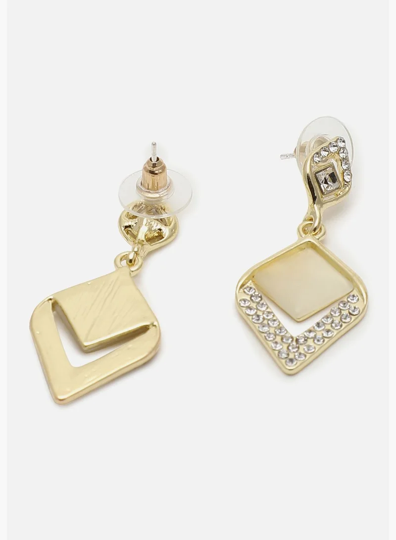 SOHI Gold Plated Designer Stone Drop Earring