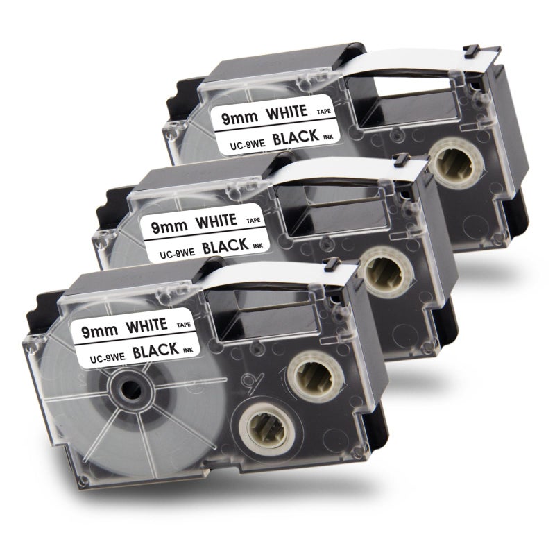 Pristar Compatible Label Tape Replacement for XR-9WE XR-9WE2S for Casio Label Maker Tape 9mm Black on White Use with Casio Label Maker KL-100 KL-60 KL-120 KL-750 KL-750B KL-7000 KL-7200 KL-820, 3-Pack - Image 1