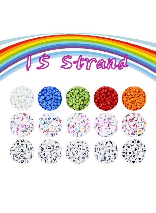 JAUNTY Beadsnfashion Opaque Colors Glass Seed Beads and Alphabet Beads DIY Kit with Jump Ring, Clasps, Elastic Cord and Scissor for Jewellery Making, Beading, Embroidery and Art and Crafts - Image 3