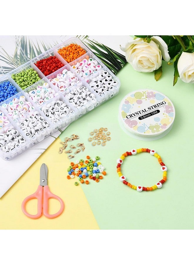 JAUNTY Beadsnfashion Opaque Colors Glass Seed Beads and Alphabet Beads DIY Kit with Jump Ring, Clasps, Elastic Cord and Scissor for Jewellery Making, Beading, Embroidery and Art and Crafts - Image 4