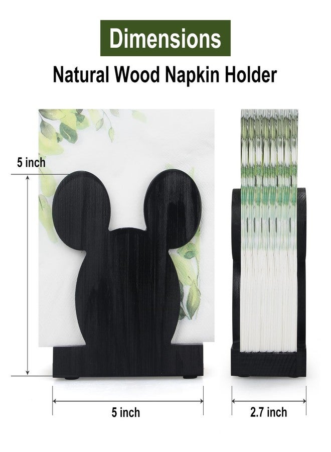 Renawe Cute Wooden Napkin Holder for Table Napkin Holder Modern Cocktail Napkin Holder Black Kitchen Decorative Napkin Holders Farmhouse Rustic Wood Napkin Holder Party Dinner Christmas Napkin Holder - Image 5