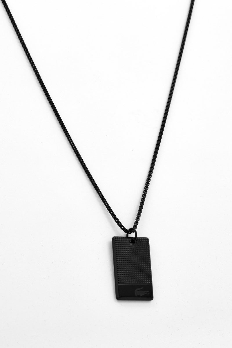 LACOSTE Men Stainless Steel Pendent Fashionable Necklace, Black - Image 1