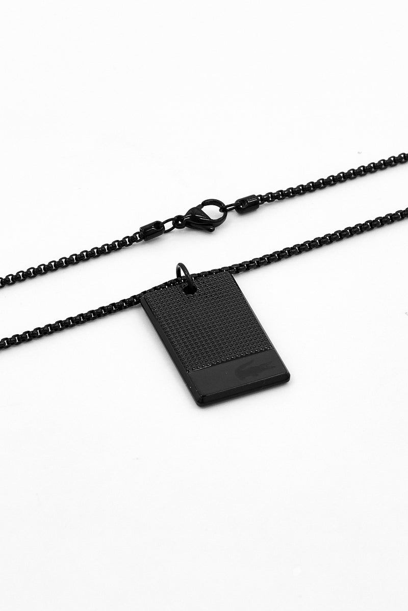 LACOSTE Men Stainless Steel Pendent Fashionable Necklace, Black - Image 2