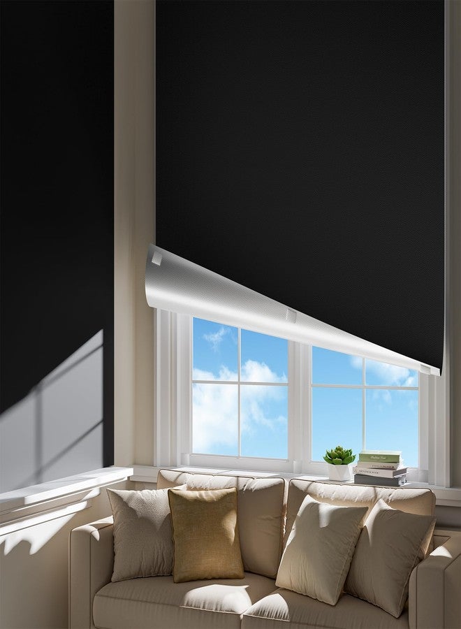 HEMRLY Portable Blackout Curtains for Bedroom, Easy Install No Drill Black Out Shades&Blinds for Indoor Windows with Upgraded Hook&Loop Tapes,100% Blackout Window Cover for Nursery/Travel/Room (46"x48"Black) - Image 1