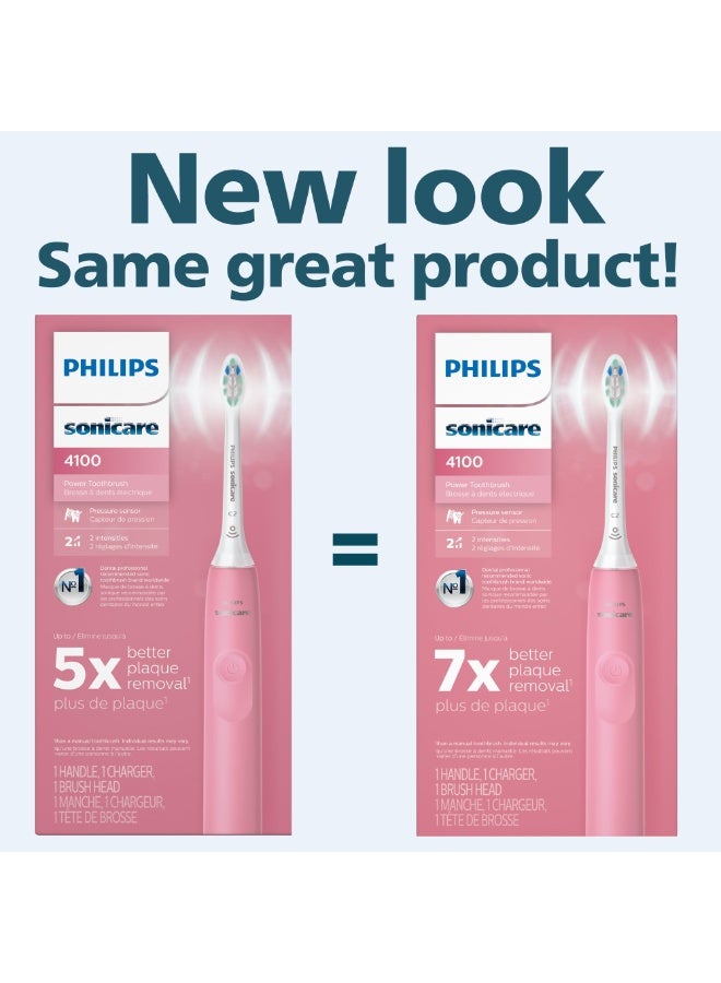 PHILIPS SONICARE فرشاة أسنان كهربائية فيليبس سونيكير 4100، فرشاة أسنان قابلة لإعادة الشحن مع مستشعر ضغط، وردي غامق HX3681/26 - Image 2
