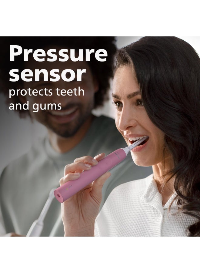 PHILIPS SONICARE فرشاة أسنان كهربائية فيليبس سونيكير 4100، فرشاة أسنان قابلة لإعادة الشحن مع مستشعر ضغط، وردي غامق HX3681/26 - Image 5