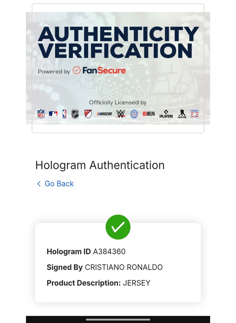 فاناتيكس قميص النصر (الناصر) المنزلي لموسم ٢٠٢٥-٢٠٢٦ الموَقَّع بخط كريستيانو رونالدو، والمصادَق عليه رسمياً من فاناتيكس (Fanatics). - Image 4