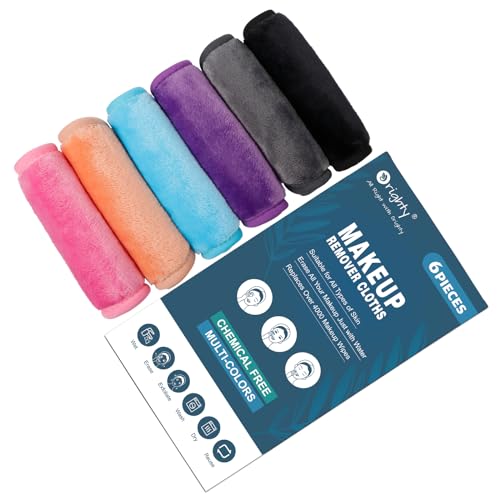 Orighty Makeup Remover Cloths 6 Packs, Makeup Removal Face Cleansing Cloth, Reusable Microfiber Facial Cleansing Towels, Remove Instantly Dirt with Just Water, 12x6 in, 6 Colors - Image 1