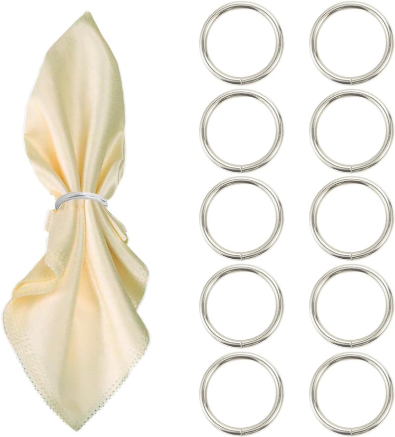GERILKAI Silver Napkin Rings - 10 Pcs Stainless Steel Napkin Rings,Gold Rotundity Metal Napkin Ring for Table Settings Wedding Christmas Party Dinner Table - Image 1
