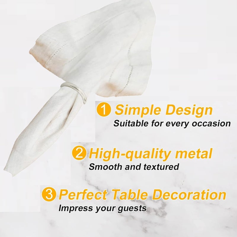 GERILKAI Silver Napkin Rings - 10 Pcs Stainless Steel Napkin Rings,Gold Rotundity Metal Napkin Ring for Table Settings Wedding Christmas Party Dinner Table - Image 4
