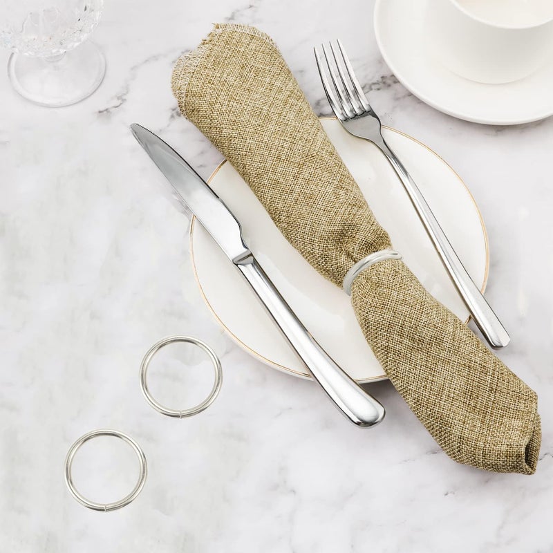 GERILKAI Silver Napkin Rings - 10 Pcs Stainless Steel Napkin Rings,Gold Rotundity Metal Napkin Ring for Table Settings Wedding Christmas Party Dinner Table - Image 5